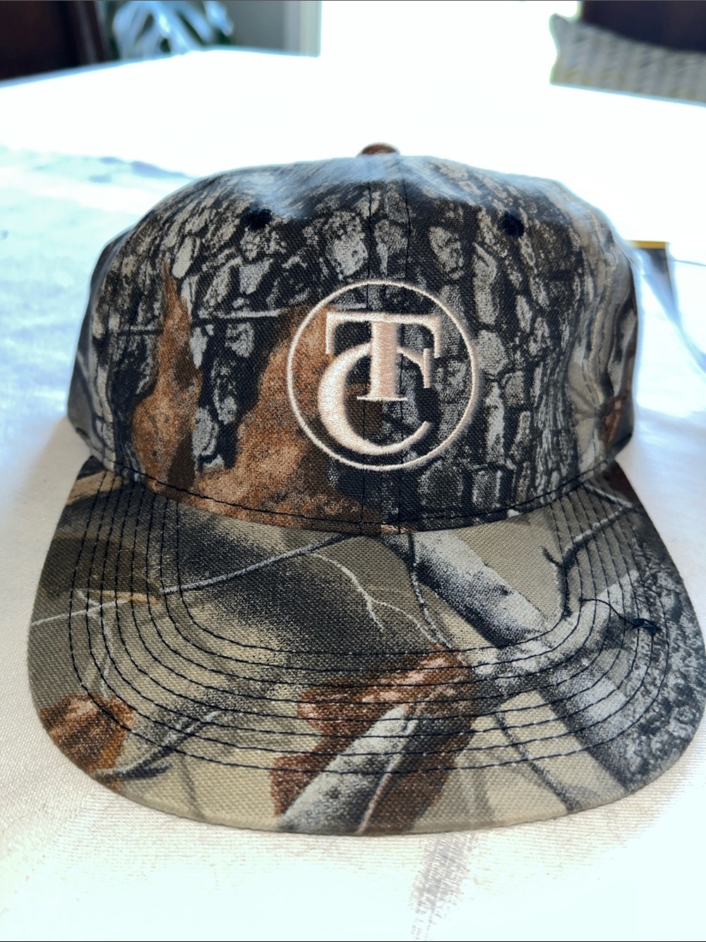 NWT Vintage Camo Snapback Hat with TC Embroidered Logo - Brown/Gray/Blac
